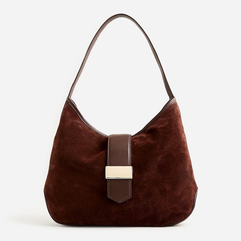 J. Crew Berkeley suede and leather shoulder bag dark brown